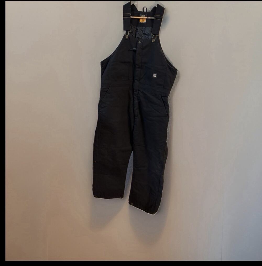 Berne Bib Overalls Men’s XL Short Black Insulated Duck Canvas Workwear B415BK